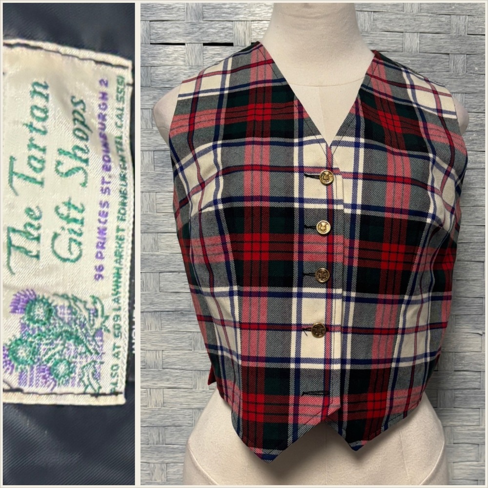 Vtg The Tartan Gift Shops 16 Pure‎ Wool Vest tartan plaid Scottish made